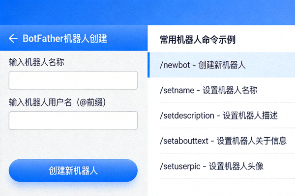 @BotFather机器人创建界面及常用机器人命令示例列表