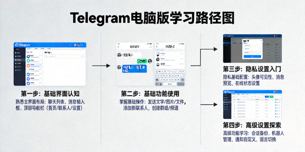 从Telegram电脑版基础界面到高级设置的全流程学习路径图