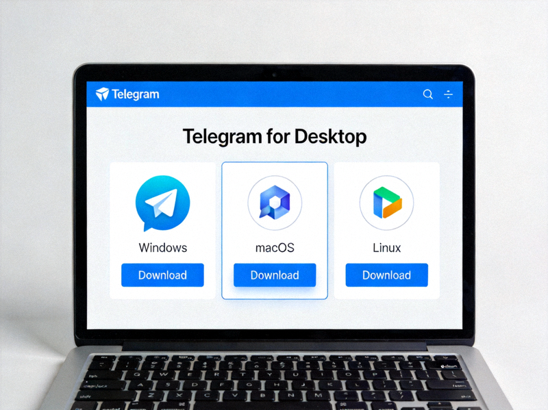 Telegram官方网站桌面版下载页面截图，显示Windows、macOS和Linux的下载选项