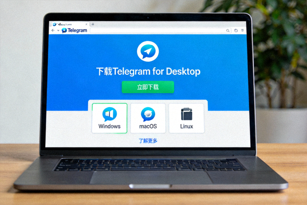 Telegram官方网站桌面版下载页面的高清截图，显示下载按钮和系统选择